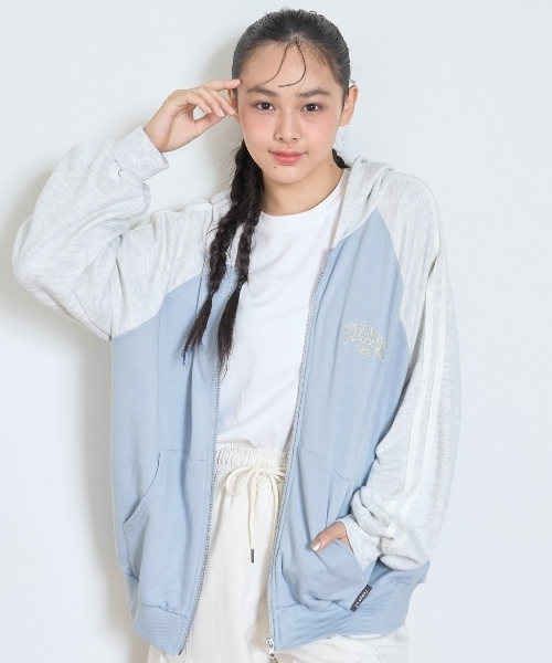 7days】袖配色ルーズジップパーカ（パーカー）｜LOVETOXIC