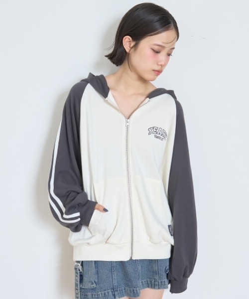 7days】袖配色ルーズジップパーカ(パーカー)|LOVETOXIC 7days】袖配色ルーズジップパーカ(パーカー)|LOVETOXIC
