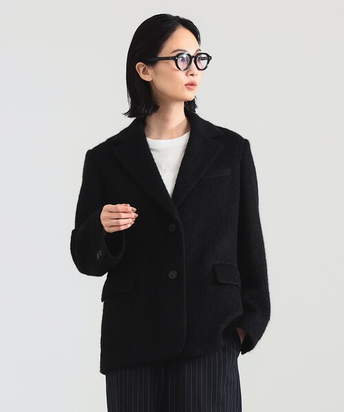 Demi-Luxe BEAMS(デミルクス ビームス)の「【1/15再値下げ】モヘヤループ シャギー ジャケット(テーラードジャケット・レディース・ブラック/オートミール・38/36)」の2枚目の写真