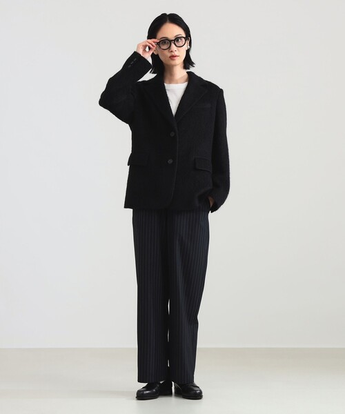 Demi-Luxe BEAMS(デミルクス ビームス)の「【1/15再値下げ】モヘヤループ シャギー ジャケット(テーラードジャケット・レディース・ブラック/オートミール・38/36)」の3枚目の写真