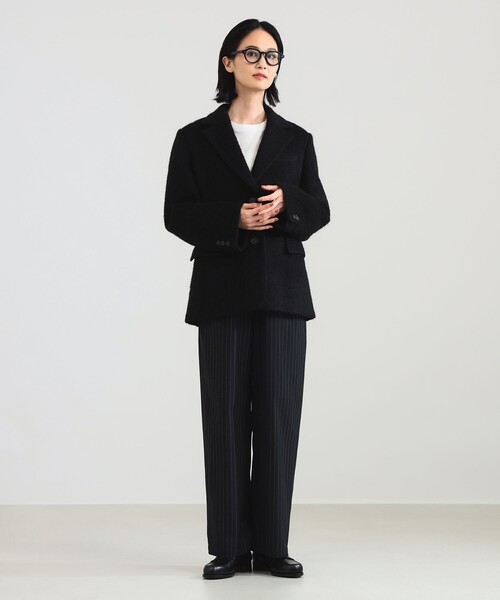 Demi-Luxe BEAMS(デミルクス ビームス)の「【1/15再値下げ】モヘヤループ シャギー ジャケット(テーラードジャケット・レディース・ブラック/オートミール・38/36)」の5枚目の写真