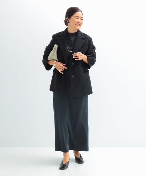 Demi-Luxe BEAMS(デミルクス ビームス)の「【1/15再値下げ】モヘヤループ シャギー ジャケット(テーラードジャケット・レディース・ブラック/オートミール・38/36)」の9枚目の写真