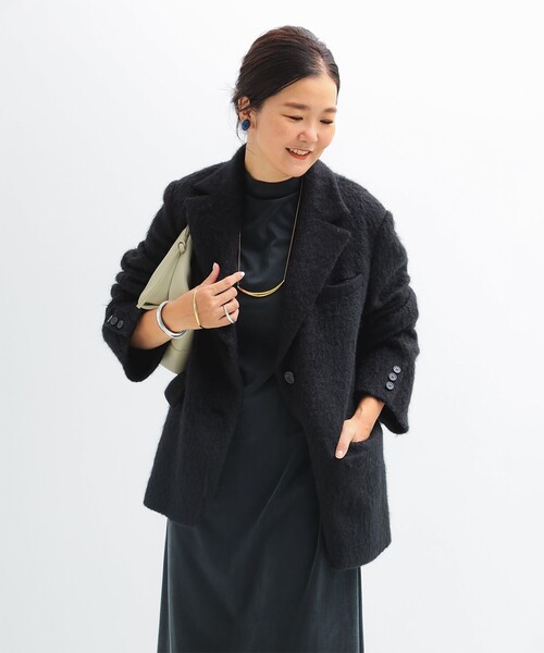 Demi-Luxe BEAMS(デミルクス ビームス)の「【1/15再値下げ】モヘヤループ シャギー ジャケット(テーラードジャケット・レディース・ブラック/オートミール・38/36)」の11枚目の写真