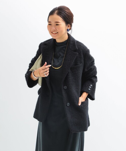 Demi-Luxe BEAMS(デミルクス ビームス)の「【1/15再値下げ】モヘヤループ シャギー ジャケット(テーラードジャケット・レディース・ブラック/オートミール・38/36)」の12枚目の写真