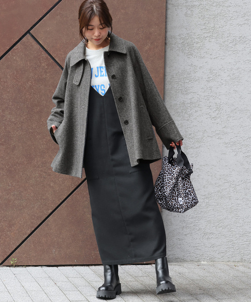 JOURNAL STANDARD relume(ジャーナルスタンダード レリューム)の「《追加》尾州ウールスーパー100Aラインコート(ステンカラーコート・レディース・チャコールグレー/ネイビー・38/36)」の14枚目の写真