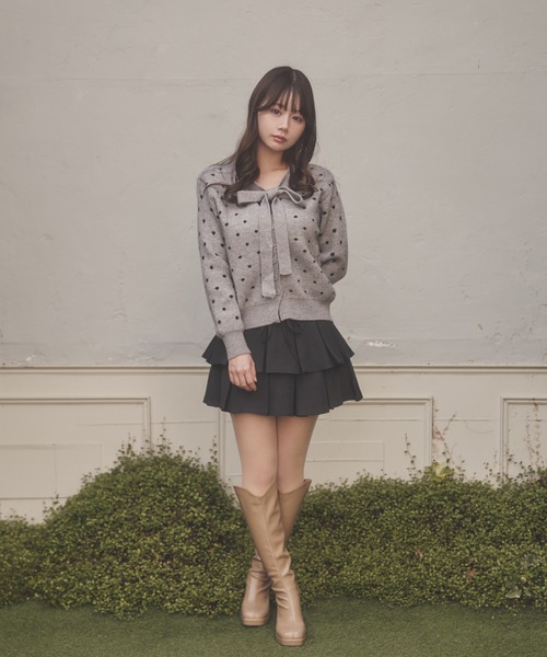 M DOLLY(エムドリー)の「ribbon dot viviana cardigan/リボンドットヴィヴィアナカーディガン(カーディガン/ボレロ・レディース・ブラック/グレー・FREE)」の11枚目の写真