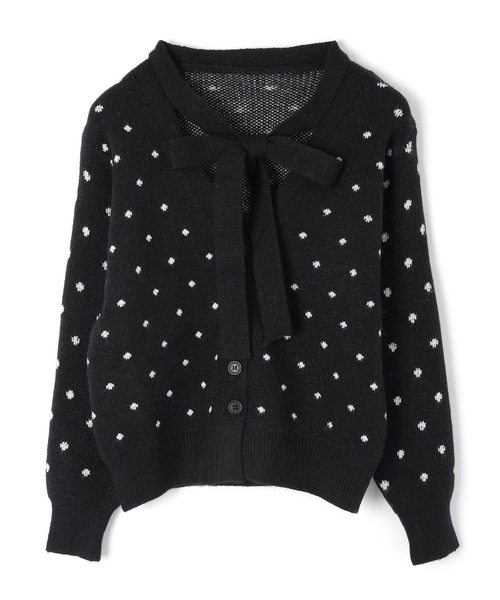 M DOLLY(エムドリー)の「ribbon dot viviana cardigan/リボンドットヴィヴィアナカーディガン(カーディガン/ボレロ・レディース・ブラック/グレー・FREE)」の12枚目の写真