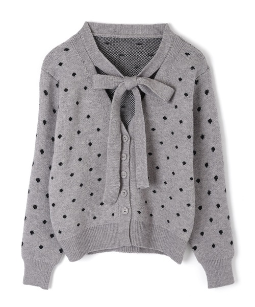 M DOLLY(エムドリー)の「ribbon dot viviana cardigan/リボンドットヴィヴィアナカーディガン(カーディガン/ボレロ・レディース・ブラック/グレー・FREE)」の13枚目の写真