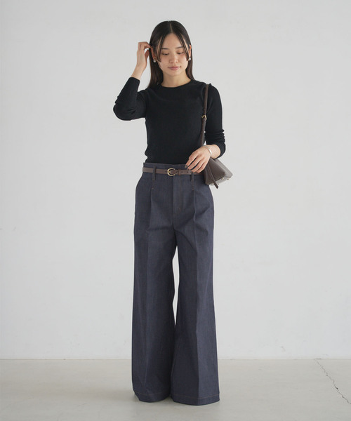 Noble（ノーブル）の「デニムライクスラックス（デニムパンツ・レディース・ネイビー・36/38）」の5枚目の写真