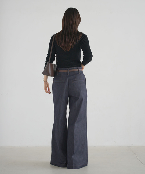 Noble（ノーブル）の「デニムライクスラックス（デニムパンツ・レディース・ネイビー・36/38）」の6枚目の写真