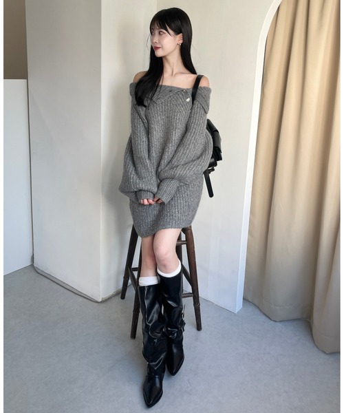 mellowneon(メロウネオン)の「カバー風ギャザーベルトロングブーツ(ブーツ・レディース・ブラック/ブラウン/アイボリー・SMALL/MEDIUM)」の13枚目の写真