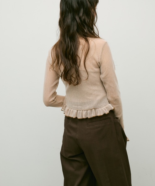 Lutim by u（ルチバイユー）の「Melange frill polo cardigan / メランジフリルポロカーデ（カーディガン/ボレロ・レディース・ベージュ/ブラック・FREE）」の16枚目の写真