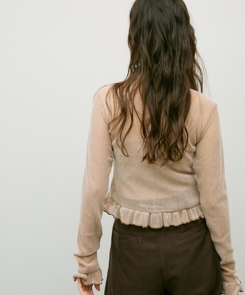 Lutim by u（ルチバイユー）の「Melange frill polo cardigan / メランジフリルポロカーデ（カーディガン/ボレロ・レディース・ベージュ/ブラック・FREE）」の17枚目の写真