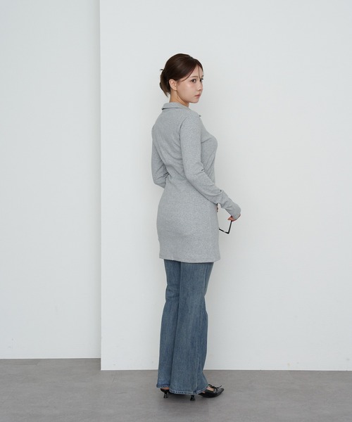 RAY CASSIN(レイカズン)の「長袖スキッパーポロ刺繍ミニワンピース(ワンピース・レディース・ネイビー/グレー/レッド系その他2・FREE)」の17枚目の写真