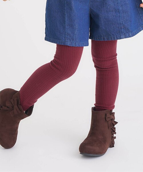 apres les cours(アプレレクール)の「【ジュニア対応】リブレギンス(レギンス/スパッツ・キッズ・アイボリー/ブラウン/レッド・80/140/120/110/100/90)」の1枚目の写真