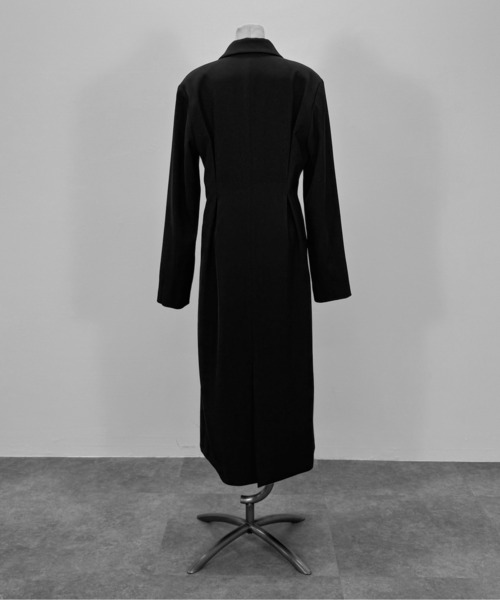 高級メンズアウター　黒 ロングジャケット セール】【LVEU.】2wayタックデザインロングジャケット / アウター