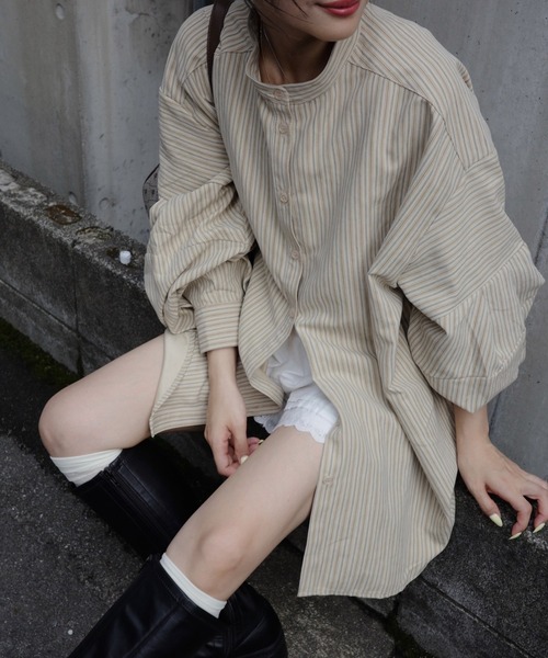 JUMELLE(ジュメロ)の「ストライプブラウス(シャツ/ブラウス・レディース・ベージュ/ブルー・MEDIUM)」の1枚目の写真