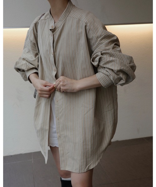 JUMELLE(ジュメロ)の「ストライプブラウス(シャツ/ブラウス・レディース・ベージュ/ブルー・MEDIUM)」の6枚目の写真