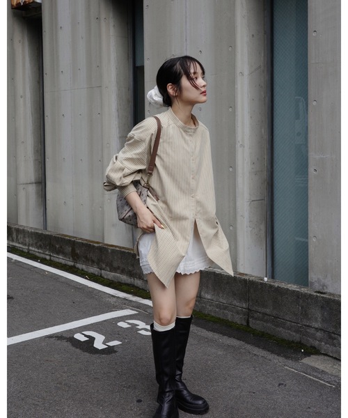 JUMELLE(ジュメロ)の「ストライプブラウス(シャツ/ブラウス・レディース・ベージュ/ブルー・MEDIUM)」の11枚目の写真