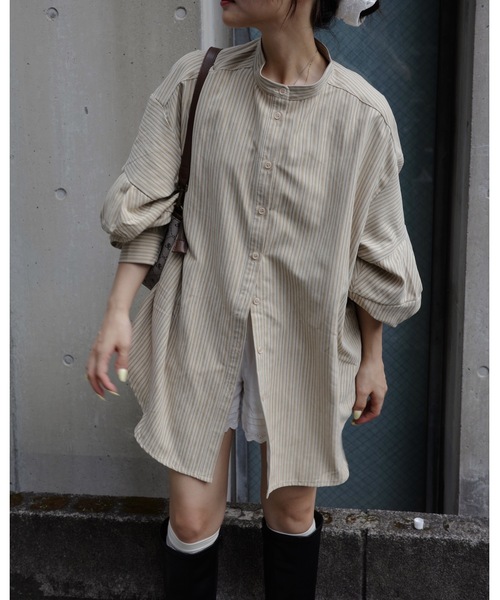 JUMELLE(ジュメロ)の「ストライプブラウス(シャツ/ブラウス・レディース・ベージュ/ブルー・MEDIUM)」の14枚目の写真