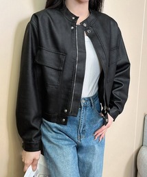 ノーカラージャケット（合成皮革/人工皮革）ファッション通販 - ZOZOTOWN