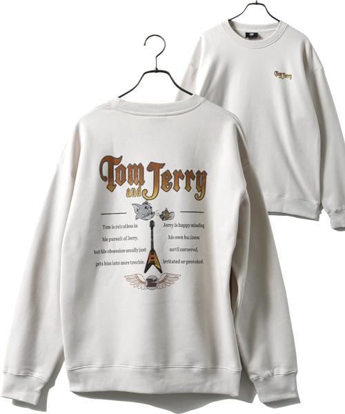 Tom&Jerry(トムアンドジェリー)の「【neos】TOM&JERRY トムとジェリー ルーズシルエット ユーズド風 プリント 裏起毛 スウェット トレーナー(スウェット・メンズ・ブラック系2/ホワイト系1/グレイッシュベージュ/ブラック系1・MEDIUM/LARGE/X-LARGE)」の1枚目の写真