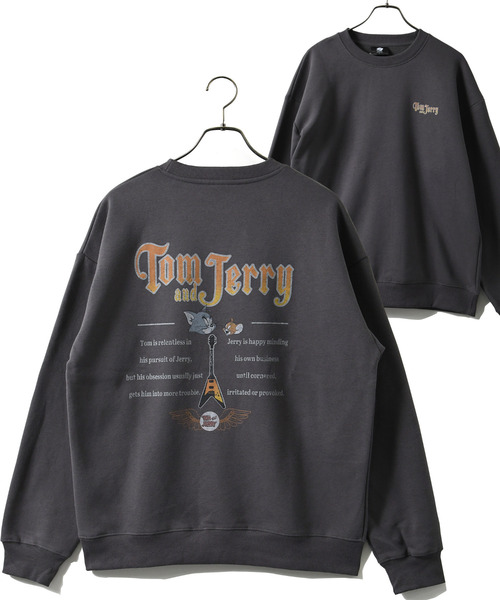 Tom&Jerry(トムアンドジェリー)の「【neos】TOM&JERRY トムとジェリー ルーズシルエット ユーズド風 プリント 裏起毛 スウェット トレーナー(スウェット・メンズ・ブラック系2/ホワイト系1/グレイッシュベージュ/ブラック系1・MEDIUM/LARGE/X-LARGE)」の2枚目の写真
