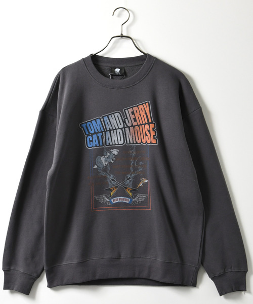 Tom&Jerry(トムアンドジェリー)の「【neos】TOM&JERRY トムとジェリー ルーズシルエット ユーズド風 プリント 裏起毛 スウェット トレーナー(スウェット・メンズ・ブラック系2/ホワイト系1/グレイッシュベージュ/ブラック系1・MEDIUM/LARGE/X-LARGE)」の3枚目の写真