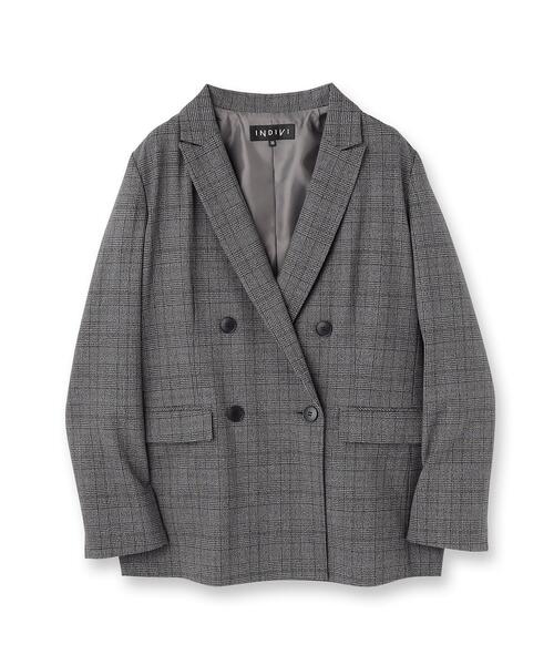 洗える／オンオフ】チェック柄ダブルジャケット（テーラードジャケット