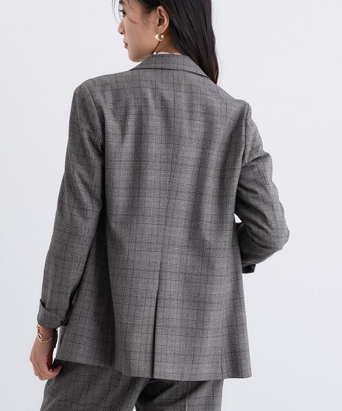 セール】【洗える／オンオフ】チェック柄ダブルジャケット（テーラード