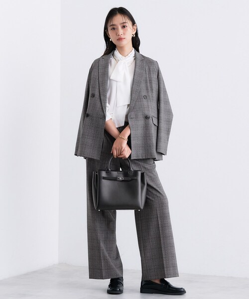 セール】【洗える／オンオフ】チェック柄ダブルジャケット（テーラード