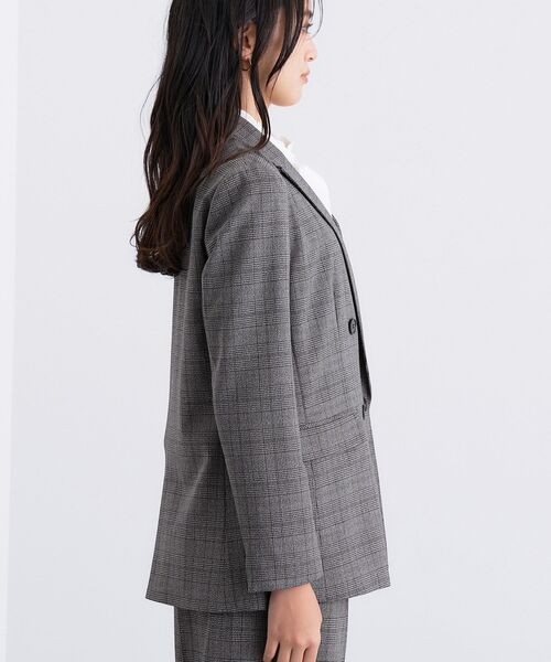 セール】【洗える／オンオフ】チェック柄ダブルジャケット（テーラード