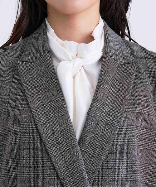 セール】【洗える／オンオフ】チェック柄ダブルジャケット（テーラード