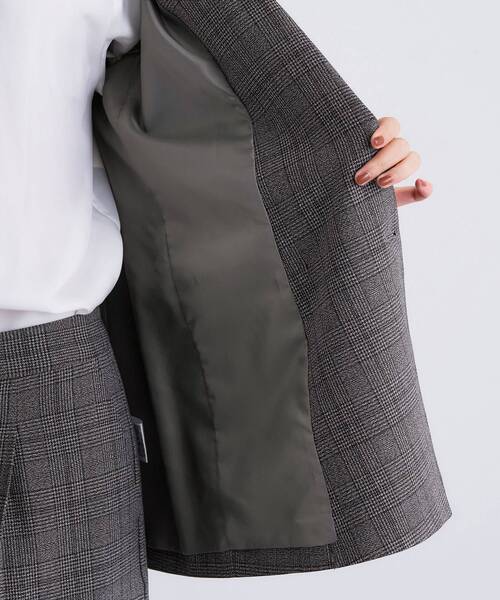 洗える／オンオフ】チェック柄ダブルジャケット（テーラードジャケット