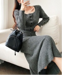 PRIVATE  BEACH（プライベートビーチ）の「2点セットアップ スクエアネックニットカーディガン＆ロングスカート（セットアップ・レディース）」