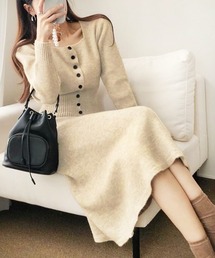 PRIVATE  BEACH（プライベートビーチ）の「2点セットアップ スクエアネックニットカーディガン＆ロングスカート（セットアップ・レディース）」