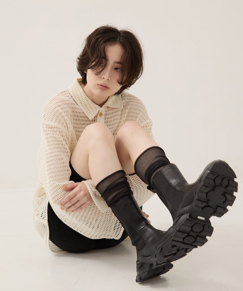 STUDIOUS(ステュディオス)の「【STUDIOUS/ステュディオス】Track Sole Short Boots/トラックソールショートブーツ/サイドゴアブーツ/厚底/軽い/通勤用(ブーツ・レディース・ブラック・1/2)」の21枚目の写真