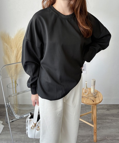 Amulet(アミュレット)の「ラフに着こなす大人のリラックス◎ ワッフル風長袖プルオーバー(Tシャツ/カットソー・レディース・ホワイト/ブラック/グレー・L/XL/M/S)」の14枚目の写真
