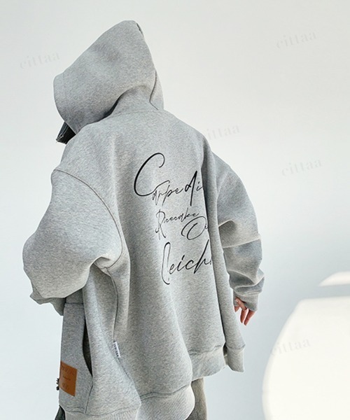 130H05 パーカー 裏起毛 韓国 バックロゴ オーバーサイズ グレー XL 130H05 パーカー 裏起毛 韓国 バックロゴ オーバーサイズ グレー XL