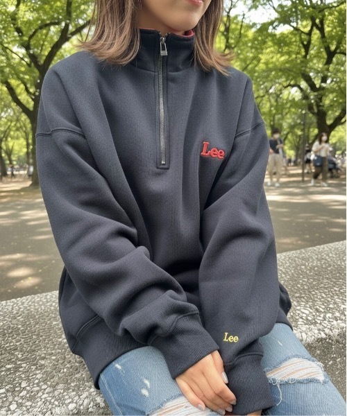 Lee(リー)の「LEE / HALF ZIP SWEAT / LT3221(スウェット・レディース・ベージュ/オフホワイト/ブラック・X-LARGE)」の4枚目の写真