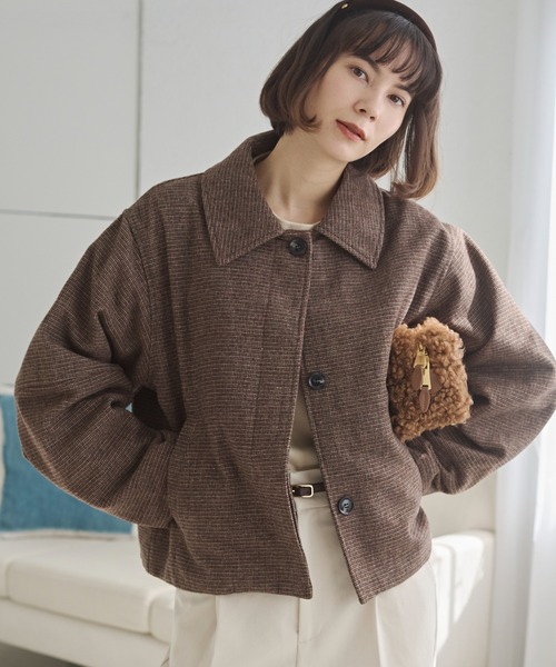 ANGIE（アンジー）の「コクーンスリーブジャケット（ブルゾン・レディース・ベージュ/ブラウン/ダークブラウン・FREE）」の4枚目の写真