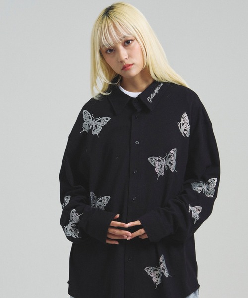 GALLIS ADDICTION(ガリスアディクション)の「GA BUTTERFLY-STONE SHIRT(シャツ/ブラウス・メンズ・チャコール/ブラック/カーキ・FREE)」の2枚目の写真