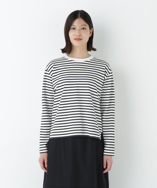 human woman（ヒューマンウーマン）の「◆ボーダーロングスリーブＴシャツ（Tシャツ/カットソー・レディース・ブラック系その他3/ブルー系その他3・MEDIUM）」の8枚目の写真