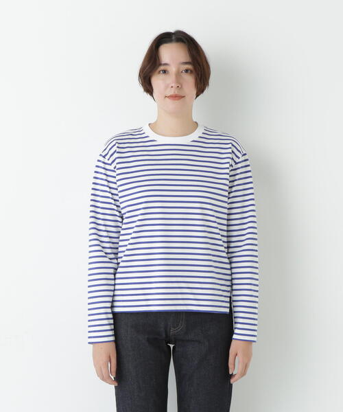 human woman（ヒューマンウーマン）の「◆ボーダーロングスリーブＴシャツ（Tシャツ/カットソー・レディース・ブラック系その他3/ブルー系その他3・MEDIUM）」の17枚目の写真