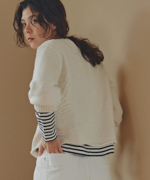 human woman（ヒューマンウーマン）の「◆ボーダーロングスリーブＴシャツ（Tシャツ/カットソー・レディース・ブラック系その他3/ブルー系その他3・MEDIUM）」の22枚目の写真