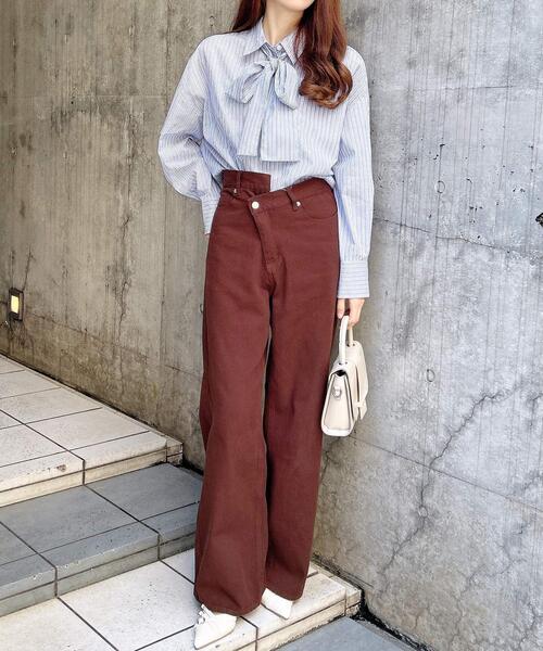 INGNI（イング）の「ウエストデザインワイドデニムパンツ／B（デニムパンツ・レディース・ブラウン/ブルー系その他4/ブルー系その他・S/M）」の8枚目の写真