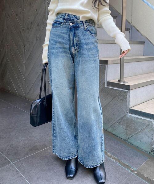 INGNI（イング）の「ウエストデザインワイドデニムパンツ／B（デニムパンツ・レディース・ブラウン/ブルー系その他4/ブルー系その他・S/M）」の9枚目の写真
