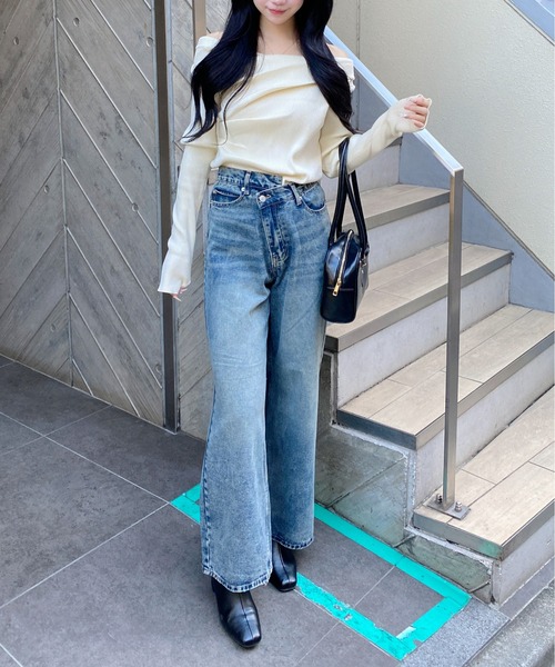INGNI（イング）の「ウエストデザインワイドデニムパンツ／B（デニムパンツ・レディース・ブラウン/ブルー系その他4/ブルー系その他・S/M）」の18枚目の写真