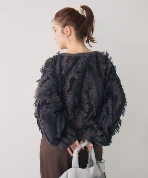 RETRO GIRL（レトロガール）の「フリンジNTPO（ニット/セーター・レディース・チャコールグレー/ブラウン/ライトグレー・FREE）」の22枚目の写真