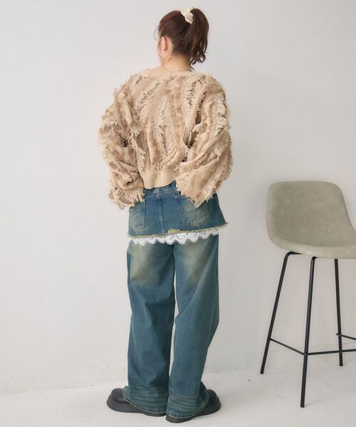 RETRO GIRL（レトロガール）の「フリンジNTPO（ニット/セーター・レディース・チャコールグレー/ブラウン/ライトグレー・FREE）」の14枚目の写真